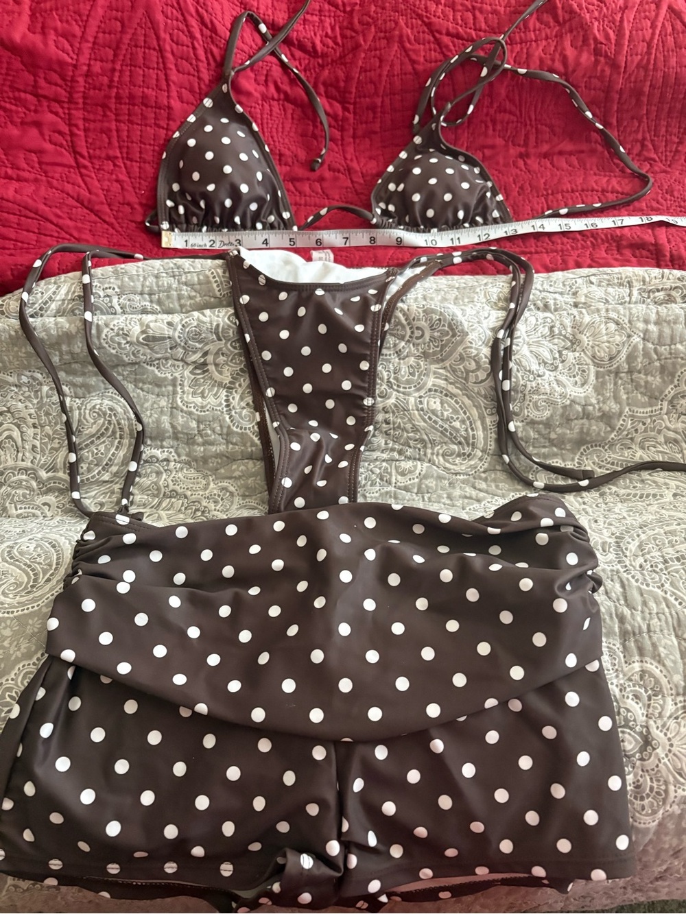 Target Brown and White Polka Dot String Bikini Set